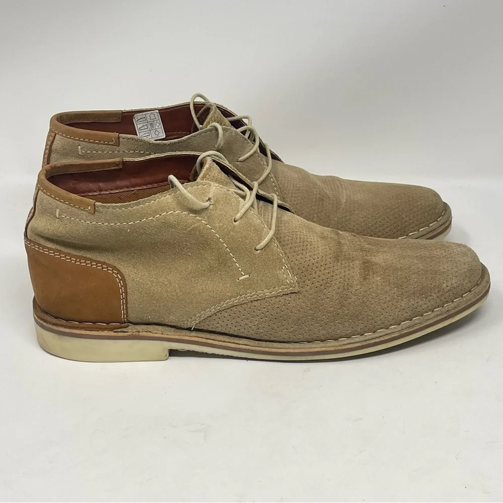Steve Madden Hendric Chukka Boots Mens 8.5 Tan Brown Suede Perforated Lace Up
